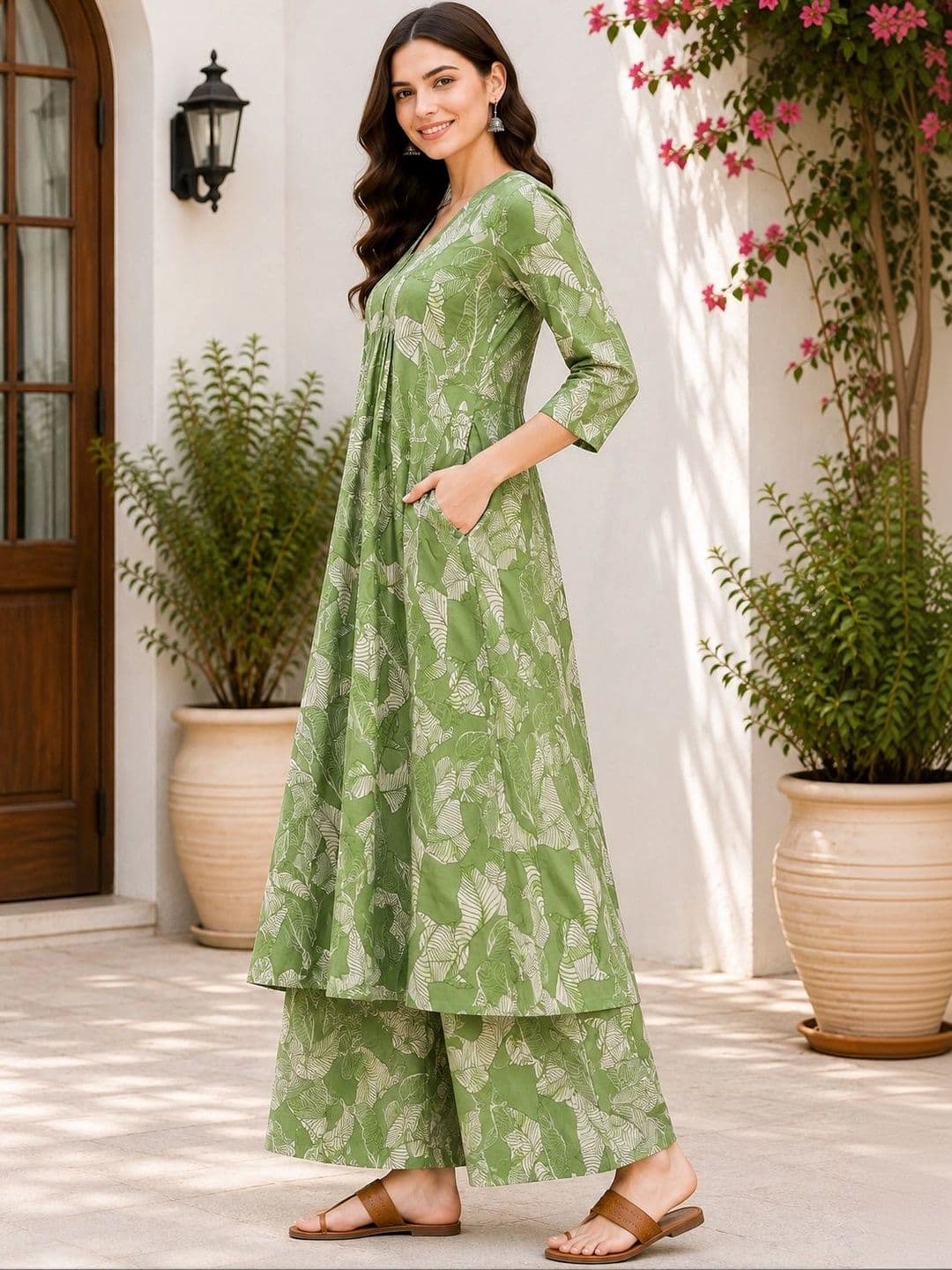 HIVA TRENDZ Women Floral Printed Empire Kurta with Palazzos thumbnail 3