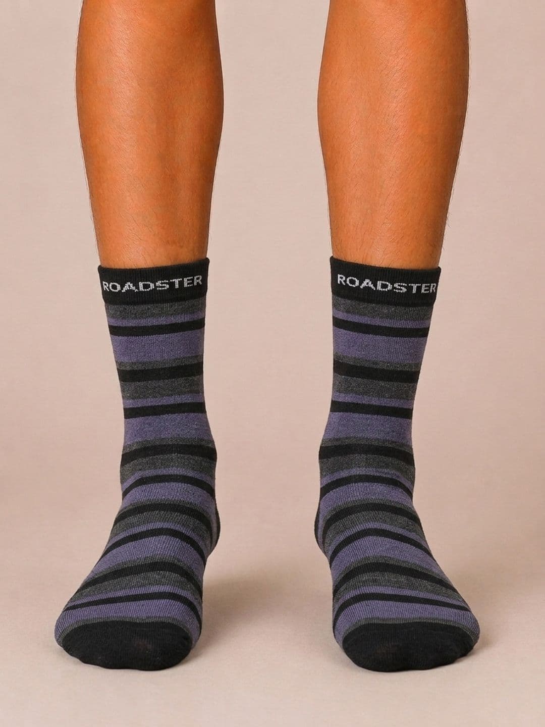 Roadster Men Pack of 3 Cotton Striped Above Ankle Socks thumbnail 7
