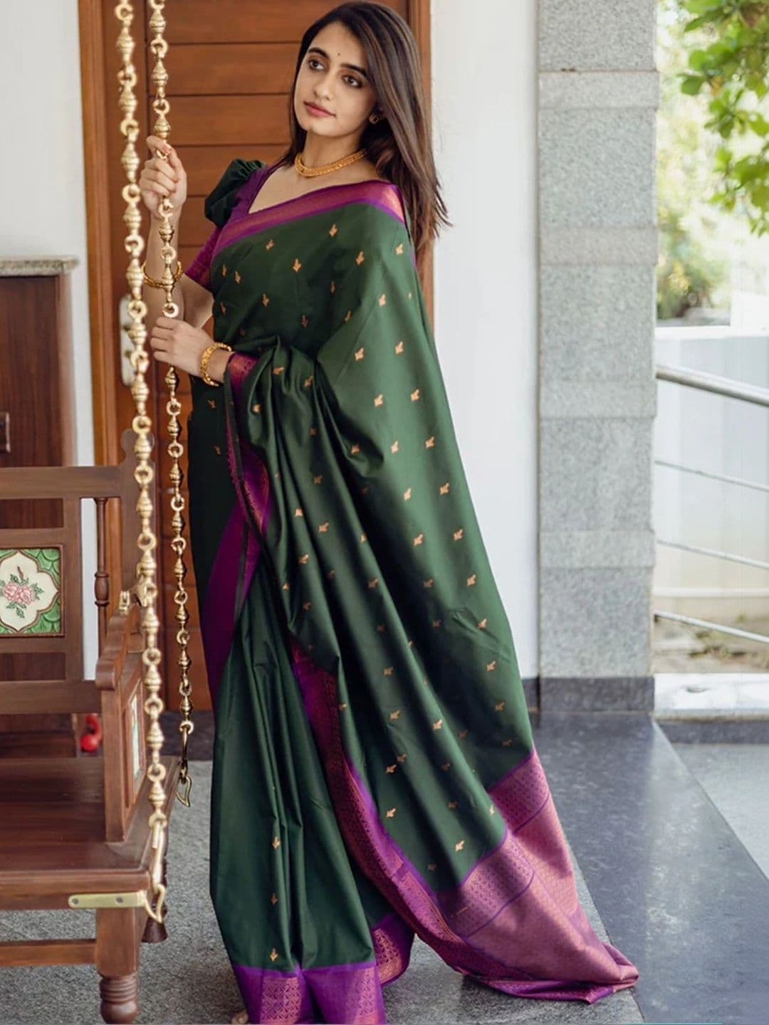 revika Woven Design Zari Art Silk Designer Kanjeevaram Saree thumbnail 2