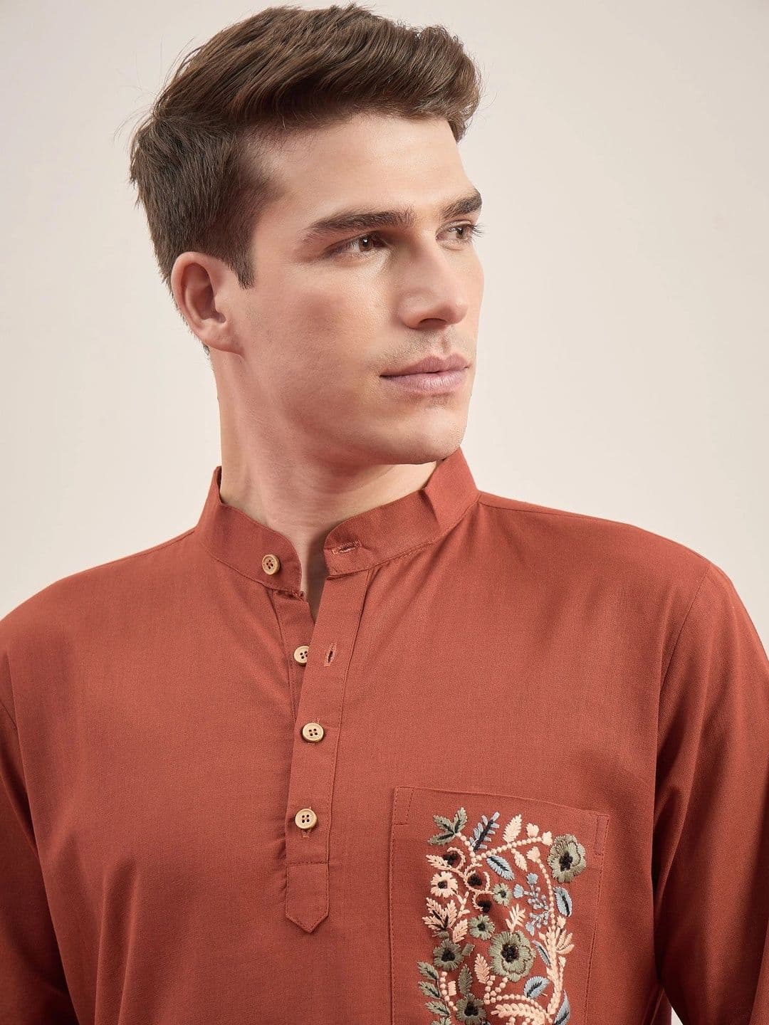 SOURAGYA Men Embroidered Thread Work Kurta thumbnail 5