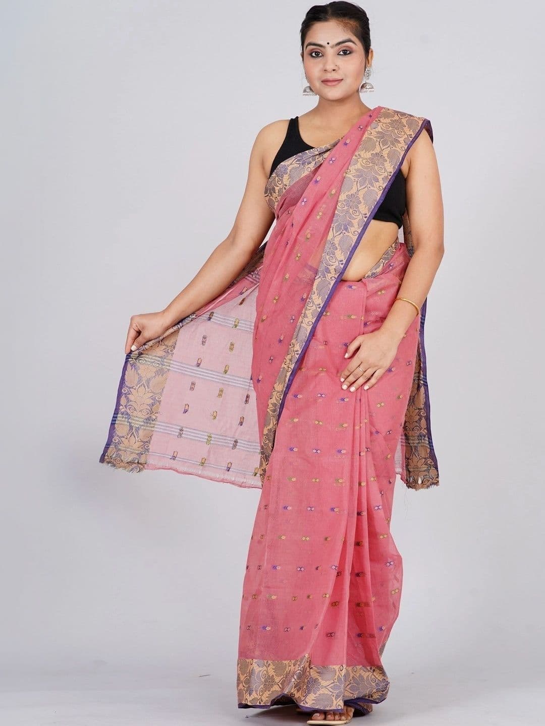 TANTSHREE Woven Design Zari Pure Cotton Saree - view 1