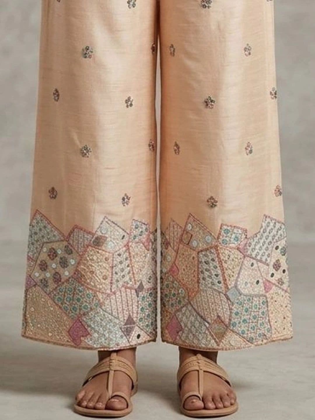 AVEE FASHION Women Ethnic Motifs Embroidered Knitted Ethnic Palazzos thumbnail 2
