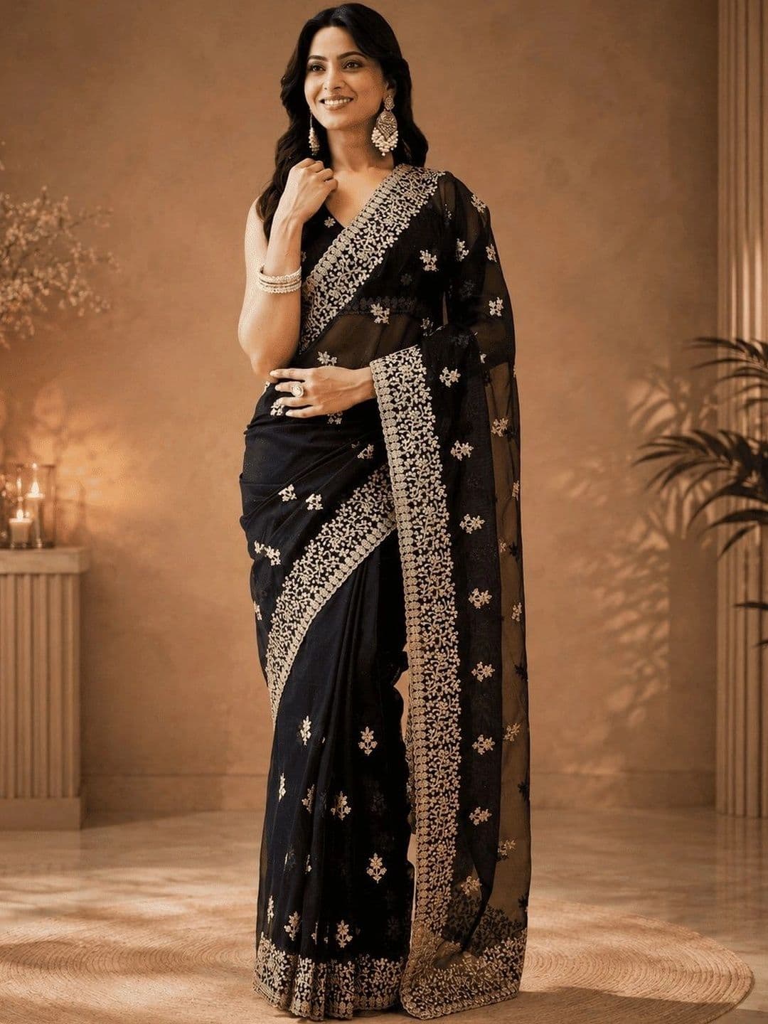 kasee Embellished Embroidered Supernet Heavy Work Saree - view 1
