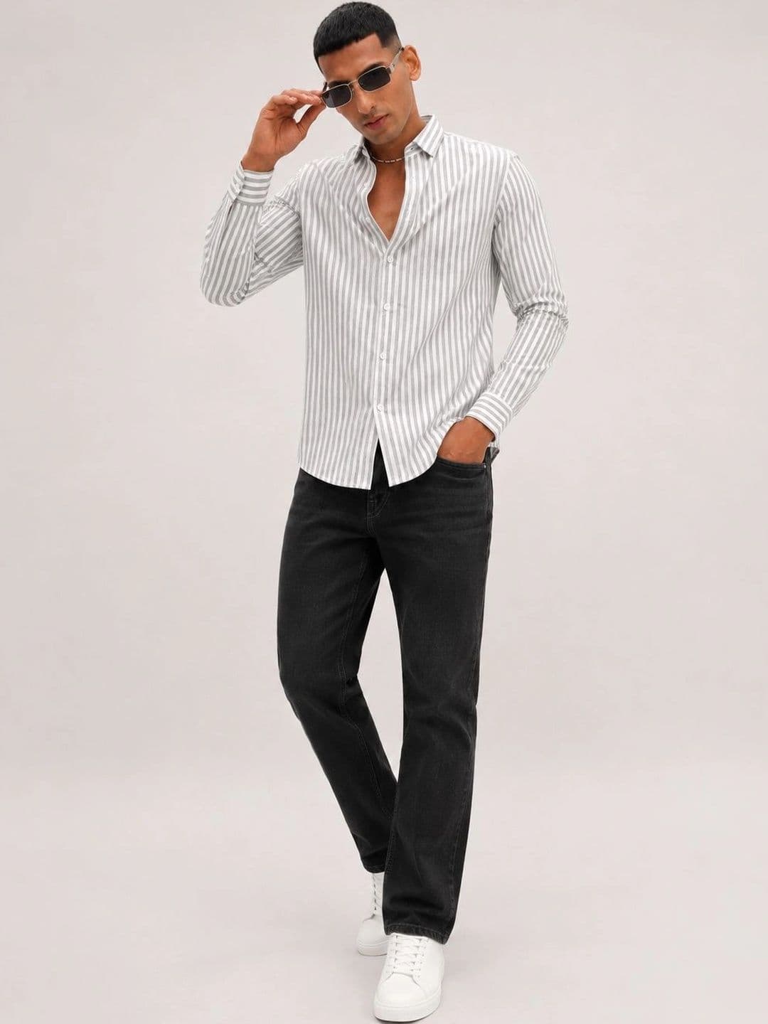 R.Code by The Roadster Life Co. Men Standard Striped Casual Shirt thumbnail 3