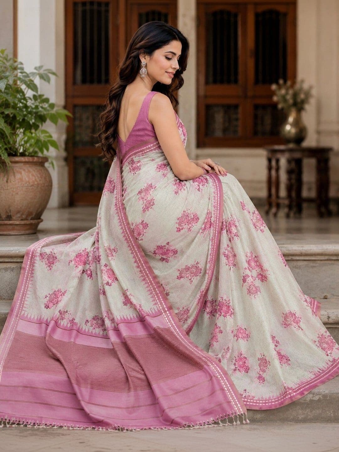 NARIVESH TRENDS Floral Art Silk Saree thumbnail 4