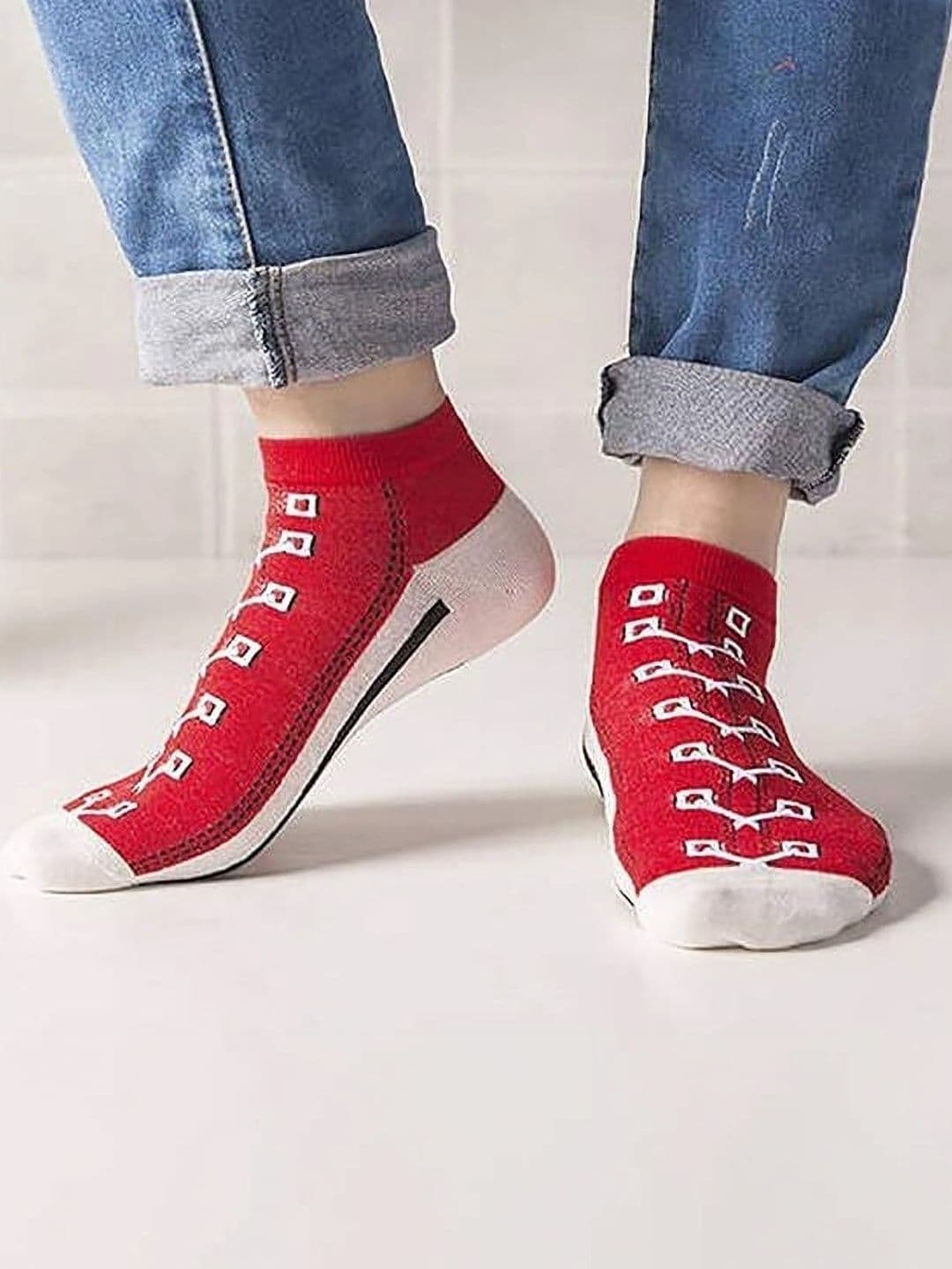 REDCARP Men Pack of 5 Cotton Patterned Ankle Length Socks thumbnail 3