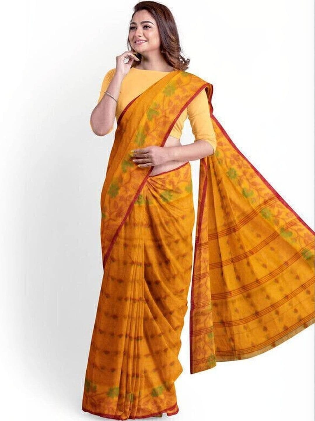 TANTSHREE Floral Pure Cotton Saree thumbnail 4