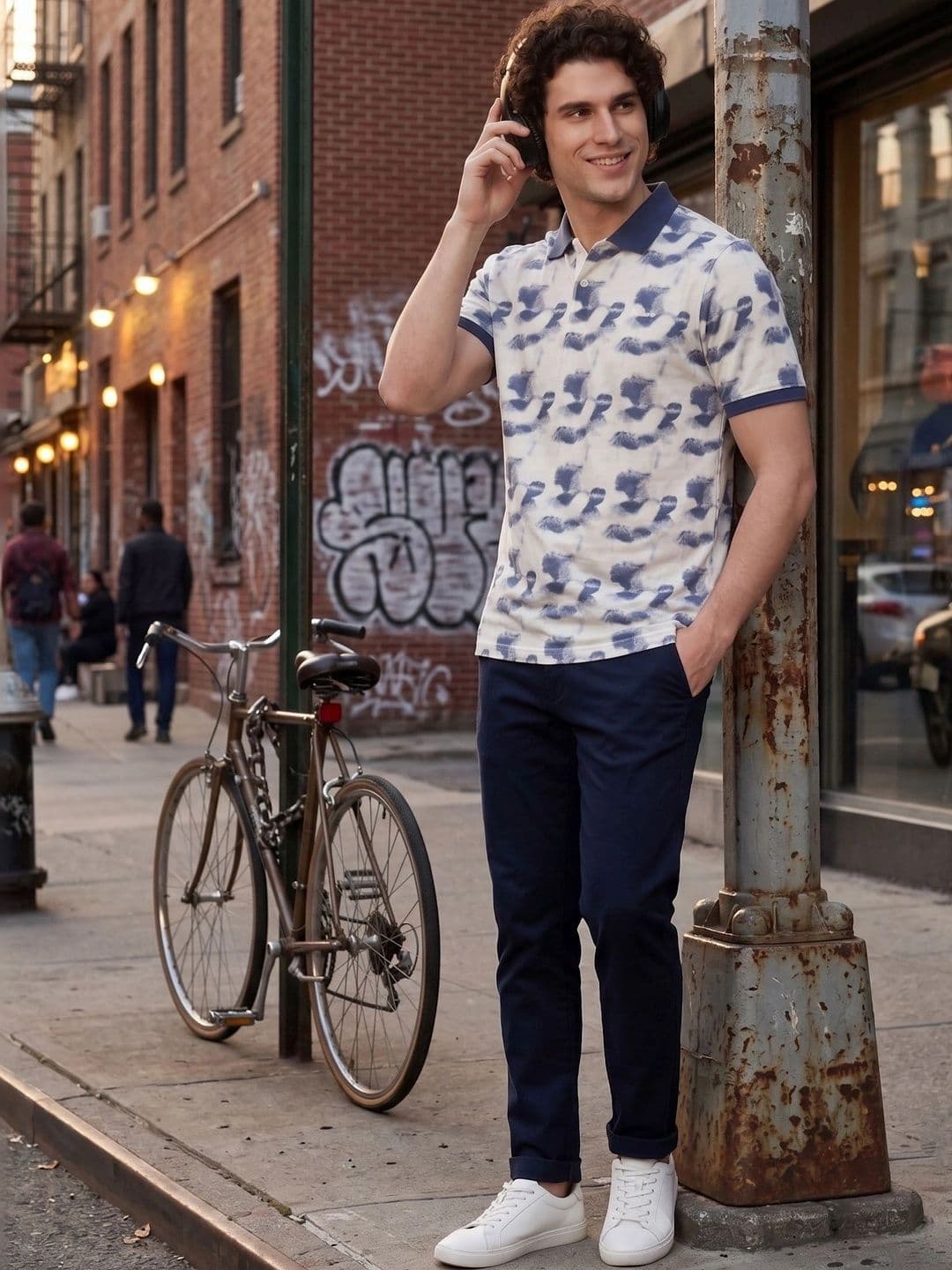 Roadster Men Printed Polo Collar T-shirt - view 1