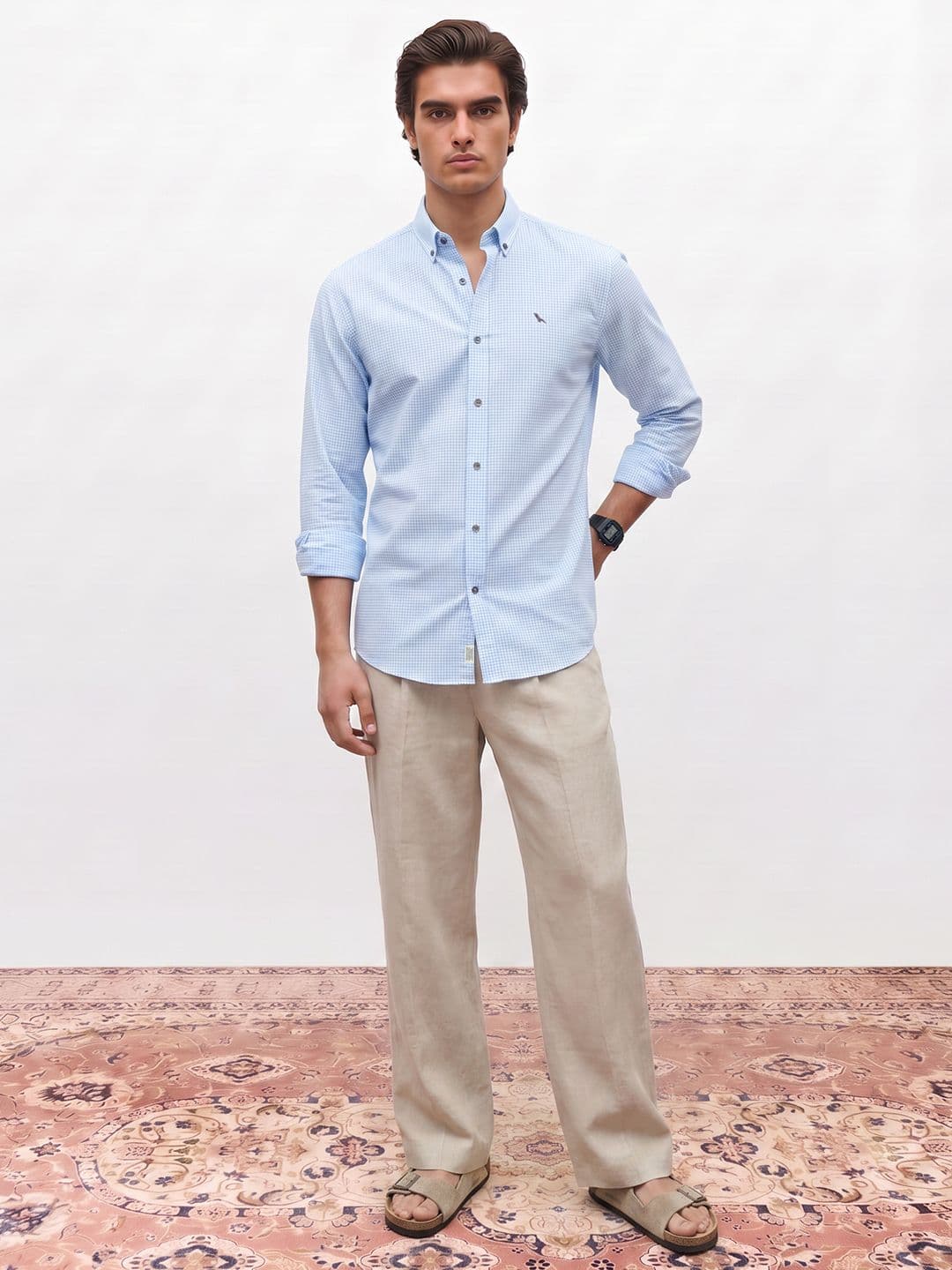 Mr Bowerbird Liberal Fit Checked Pure Cotton Casual Shirt thumbnail 4