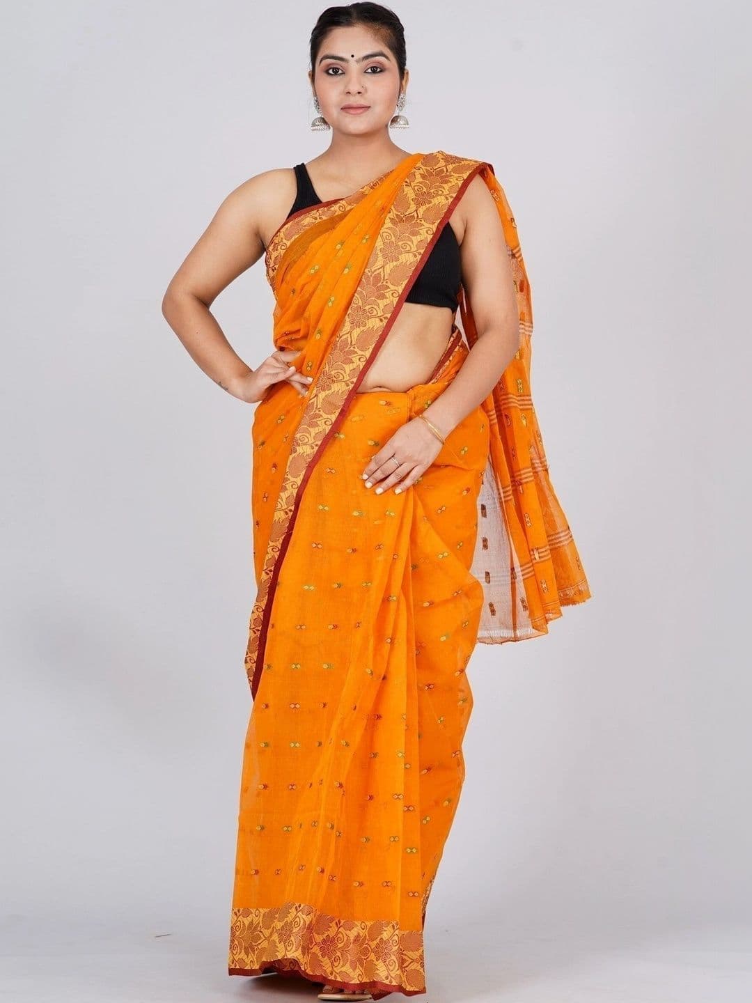 TANTSHREE Woven Design Zari Pure Cotton Saree - view 1