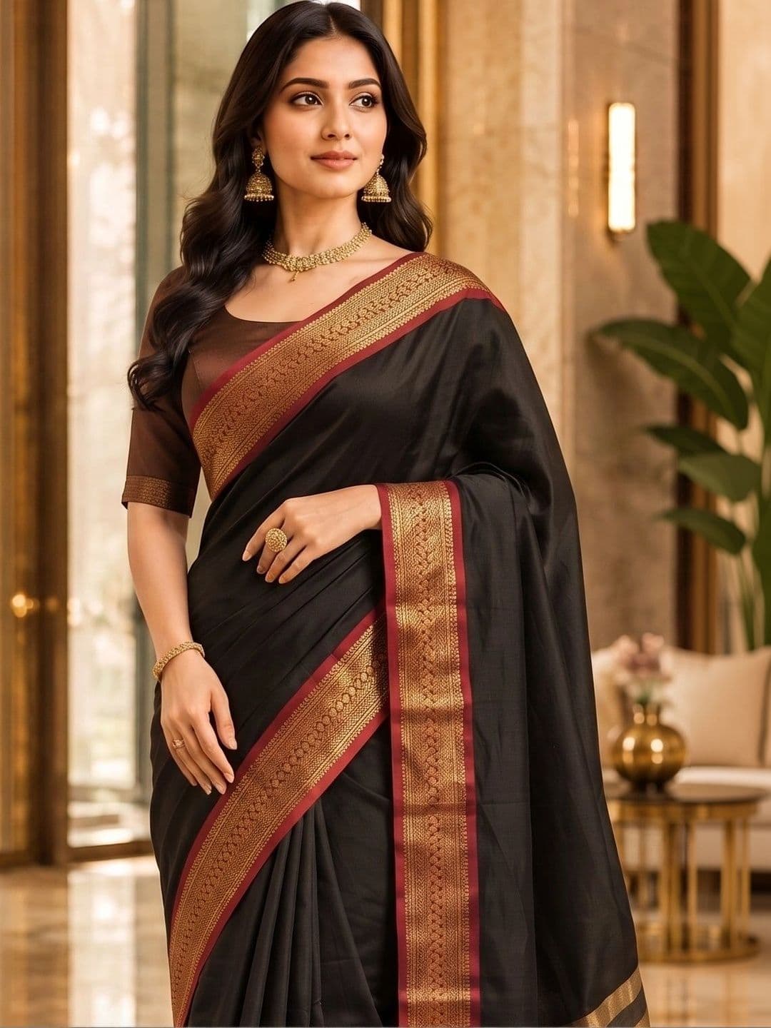 Owee Zari Silk Cotton Designer Narayan Peth Saree - view 1