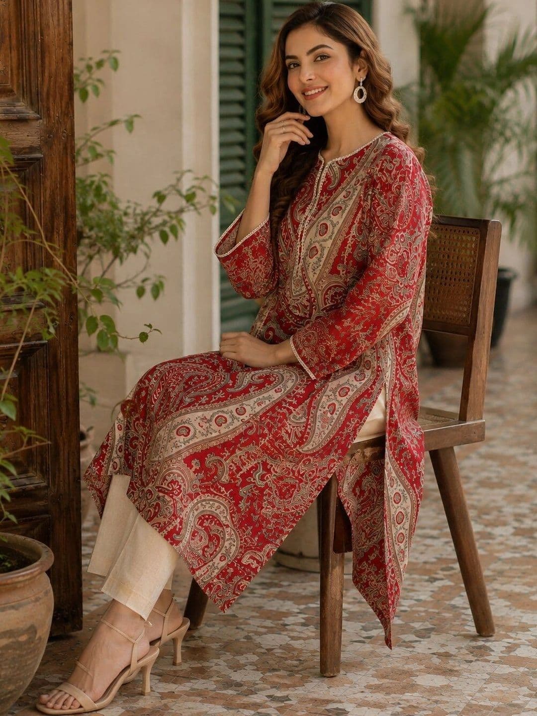 Tabeedah Women Paisley Printed Indie Prints Handloom Kurta thumbnail 6