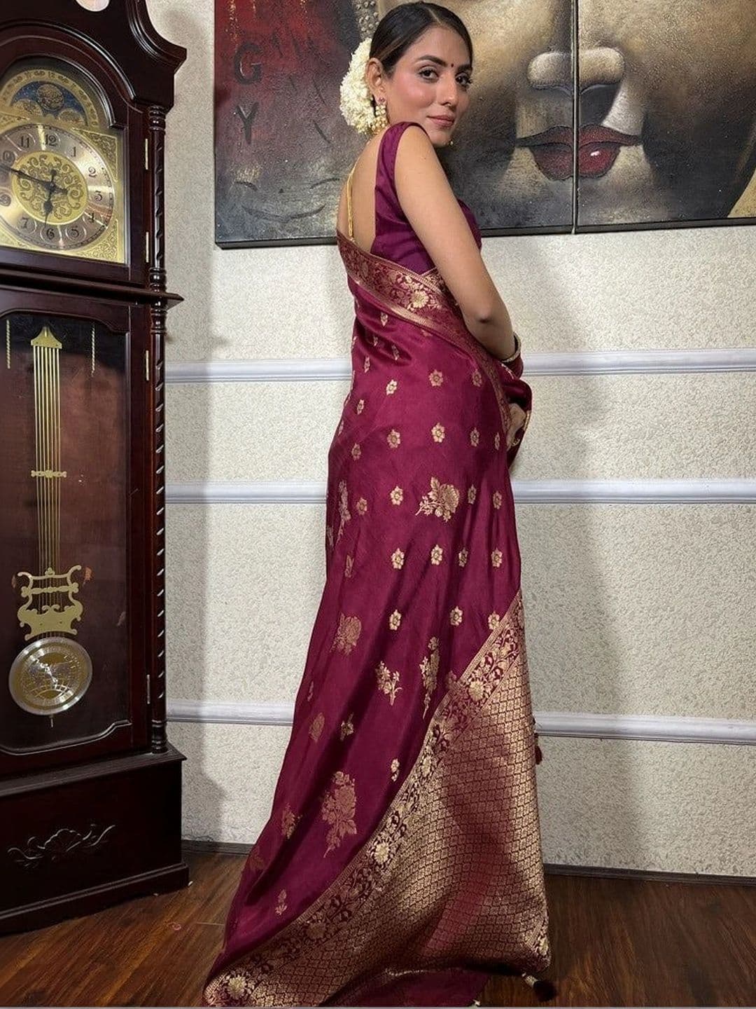 revika Woven Design Zari Art Silk Designer Kanjeevaram Saree thumbnail 2