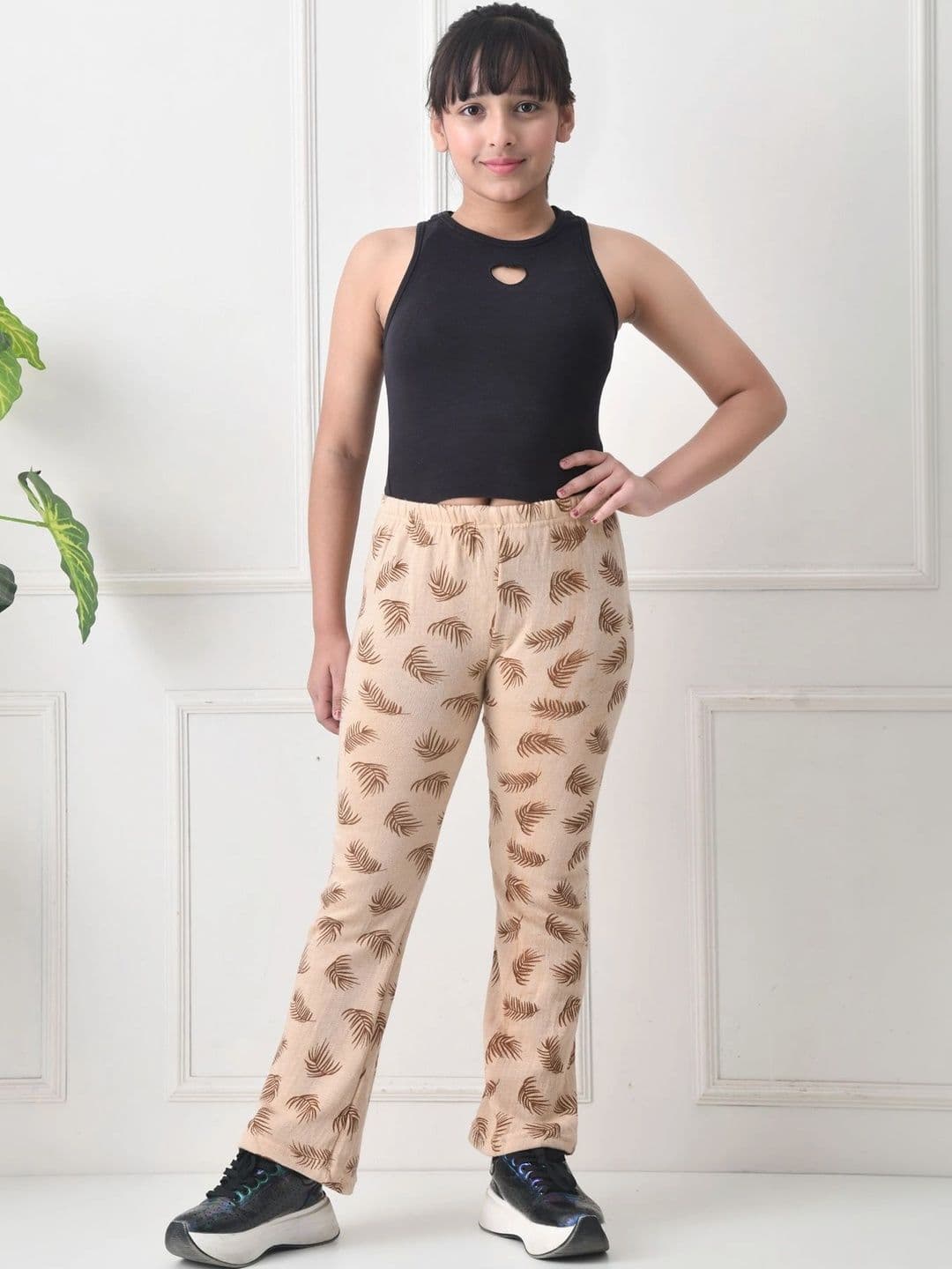 BAESD Girls Floral Printed Knitted Palazzos thumbnail 6