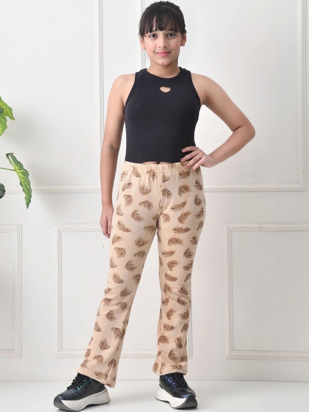 BAESD Girls 2 Floral Printed Knitted Palazzos thumbnail 5