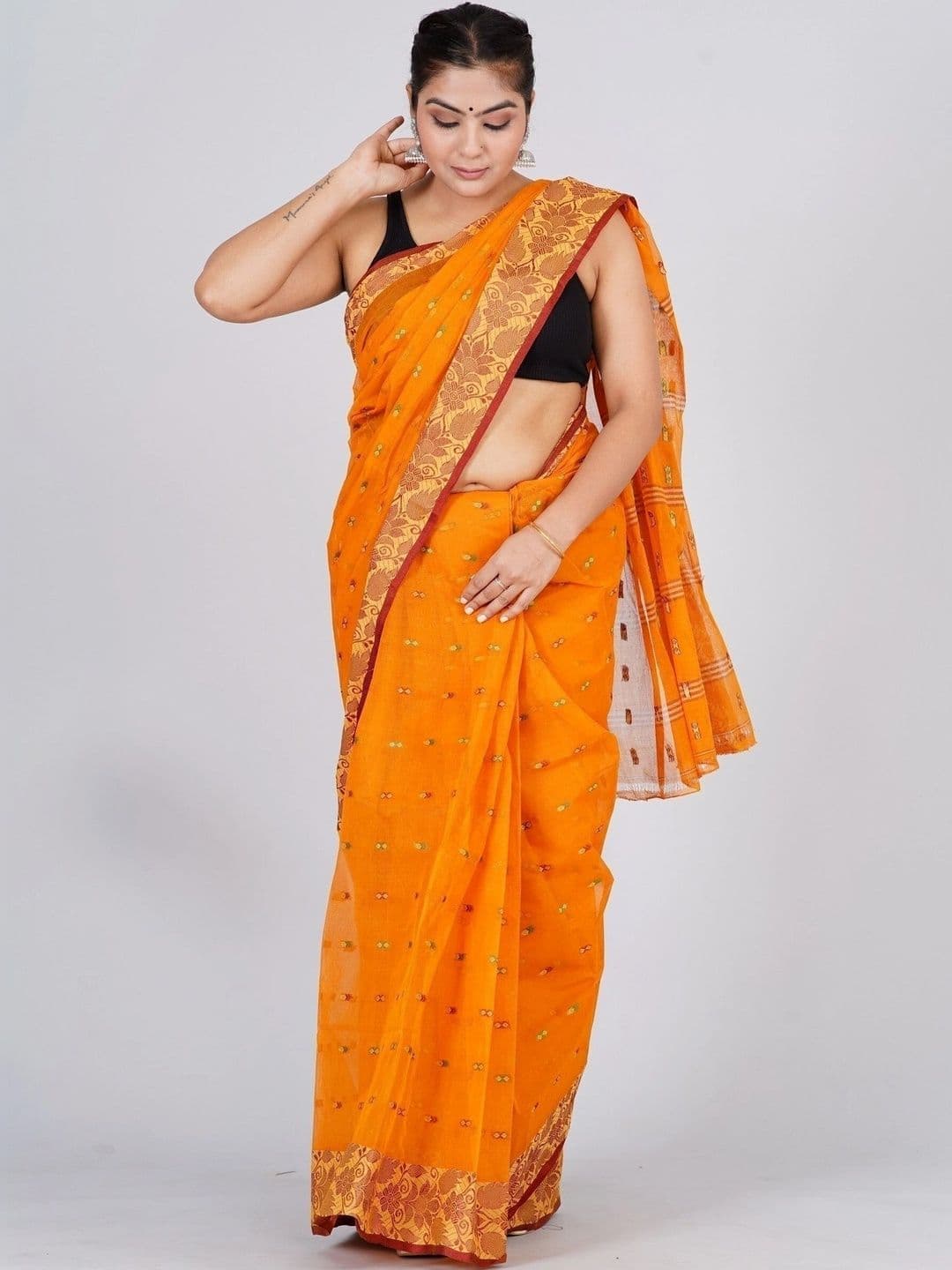 TANTSHREE Woven Design Zari Pure Cotton Saree thumbnail 4