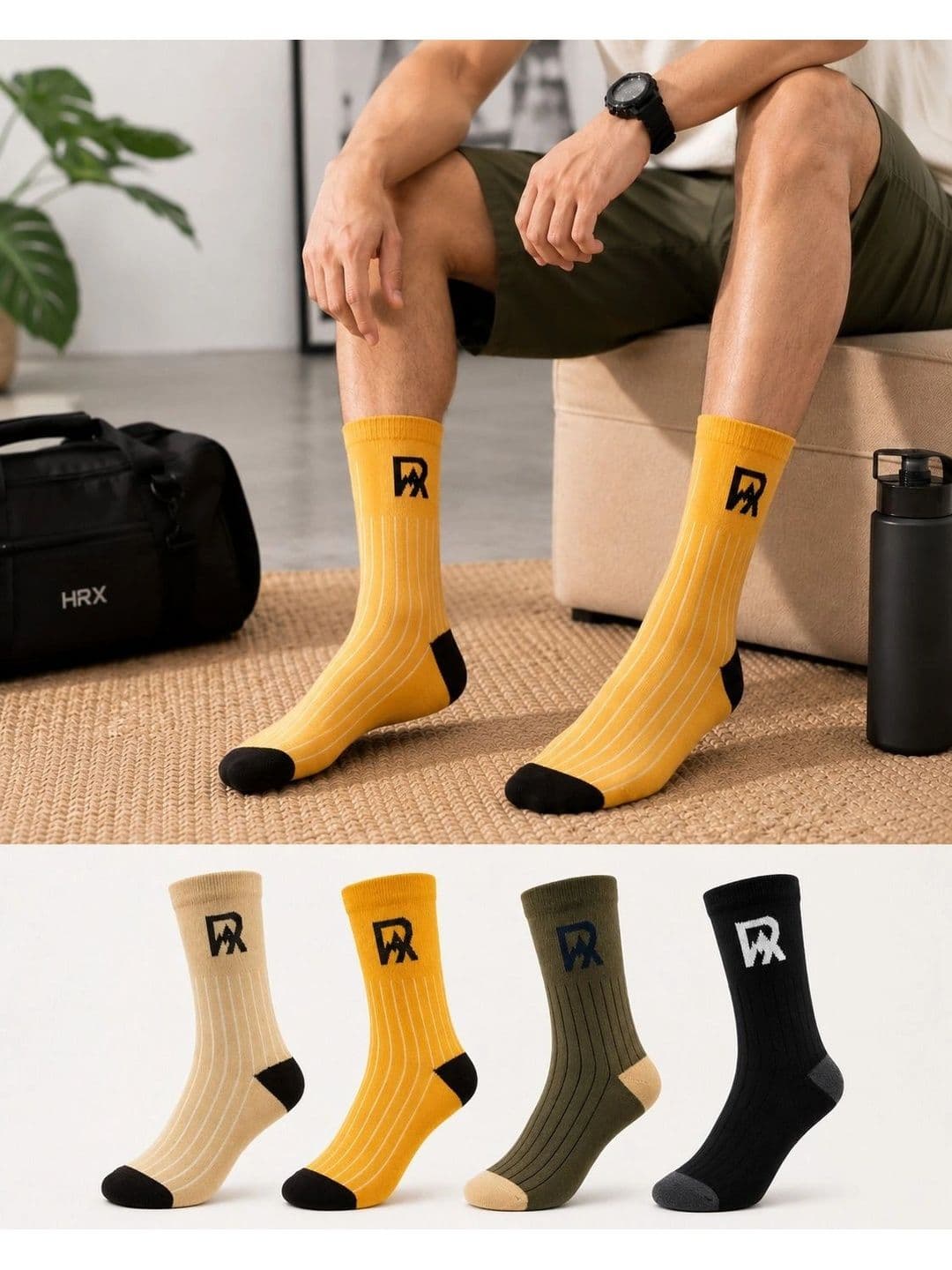 Roadster Men Pack of 4 Cotton Blend Assorted Striped Above Ankle Socks thumbnail 6