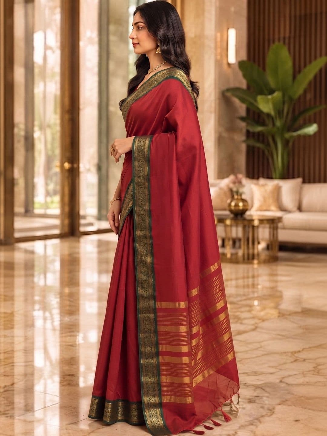 Owee Zari Silk Cotton Designer Narayan Peth Saree thumbnail 2