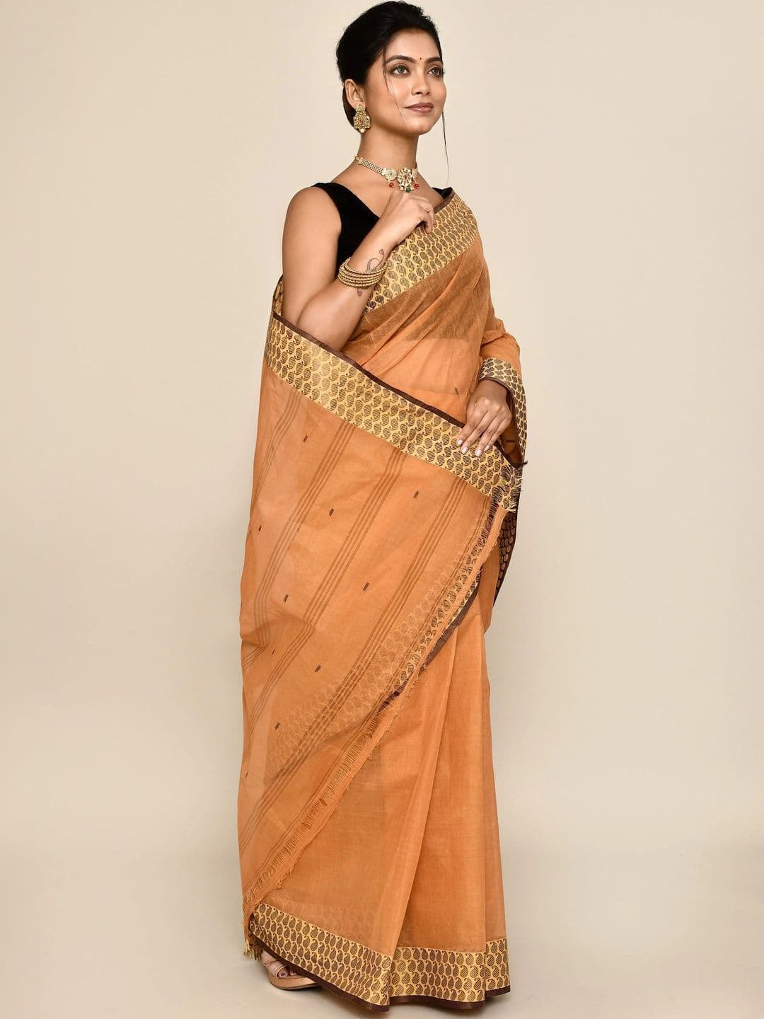 TANTSHREE Striped Pure Cotton Saree thumbnail 6