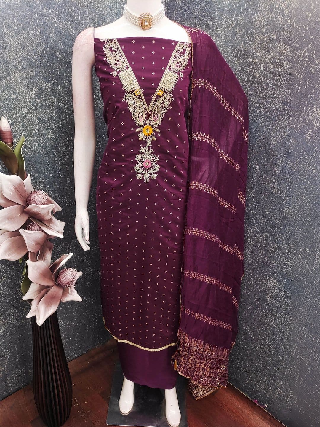 KALINI Semi-Stitched Dress Material thumbnail 2