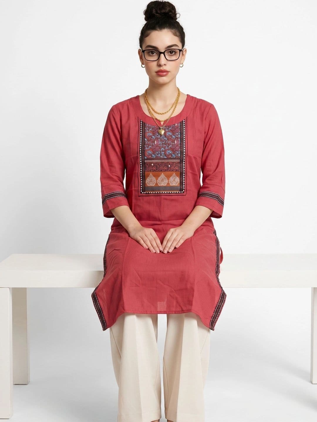 Pehroam Women Ethnic Motifs Embroidered Thread Work Kurta thumbnail 5