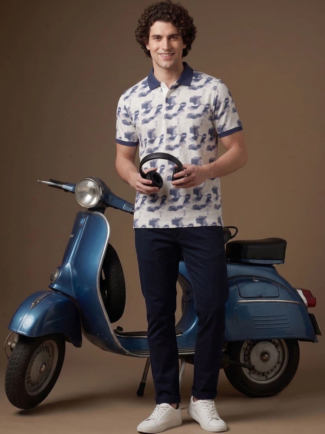 Roadster Men Printed Polo Collar T-shirt thumbnail 5