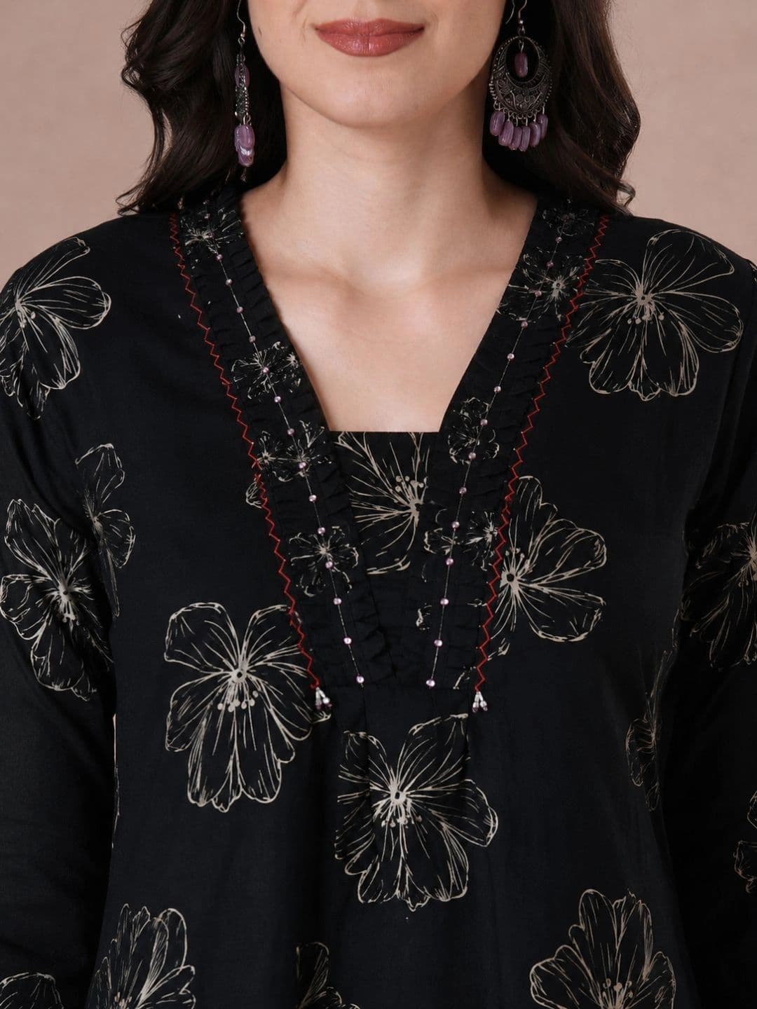 KAMI KUBI Women Floral Printed Thread Work Floral Kurta thumbnail 7