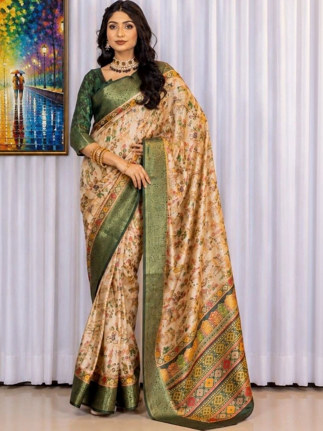 Sampada india Floral Silk Blend Saree - view 1