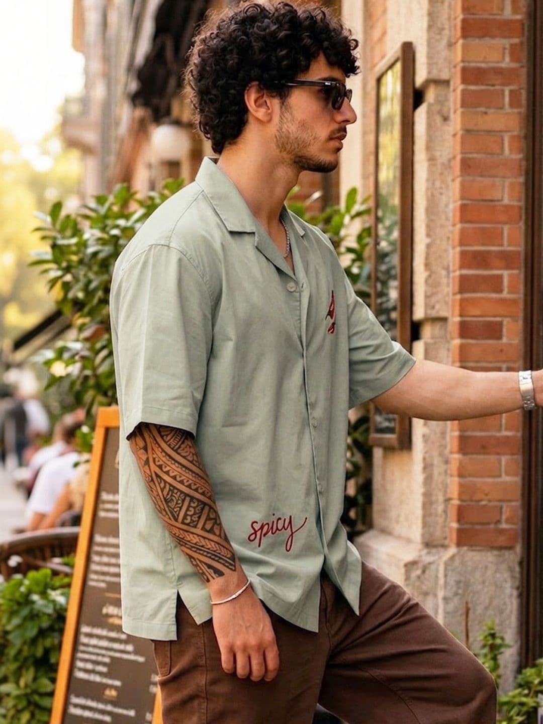VEIRDO Men Oversized Fit Camp Collar Cotton Casual Shirts thumbnail 3