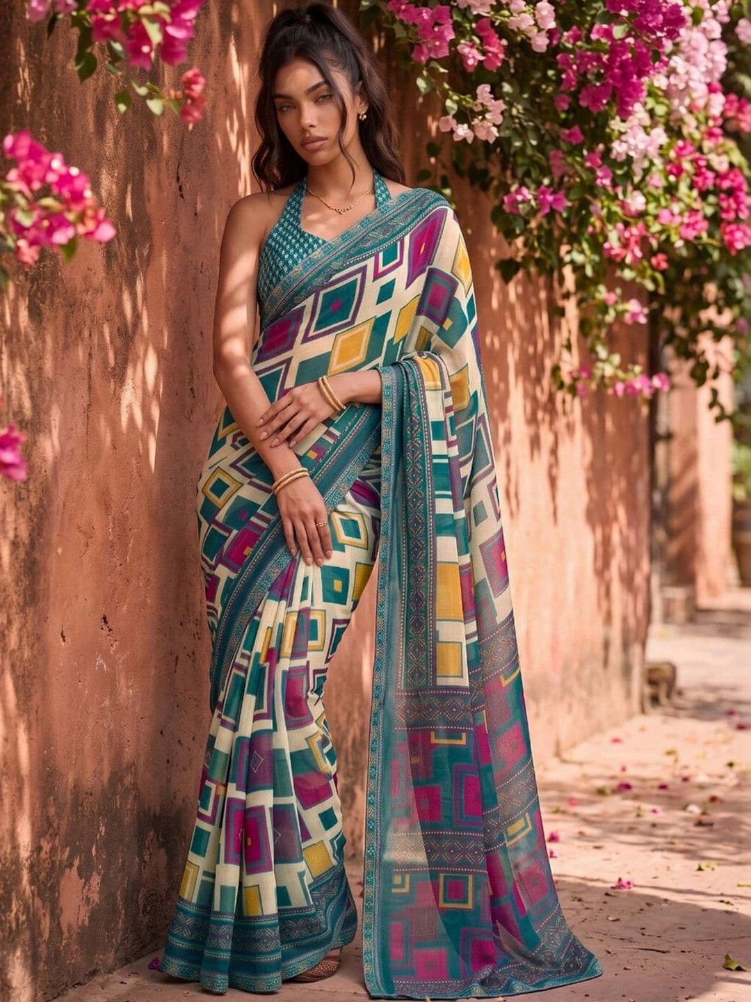 SAARA Ethnic Motifs Pure Georgette Saree - view 1