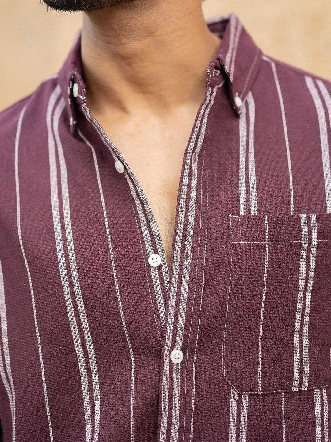 Powerlook Men Striped Spread Collar Cotton Casual Shirt thumbnail 7