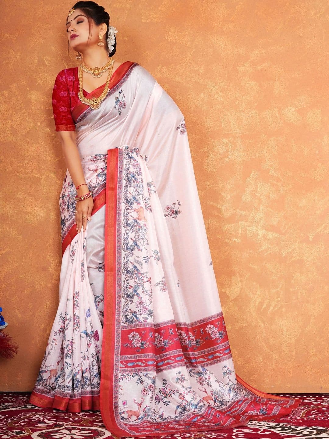 NARIVESH TRENDS Floral Art Silk Saree - view 1