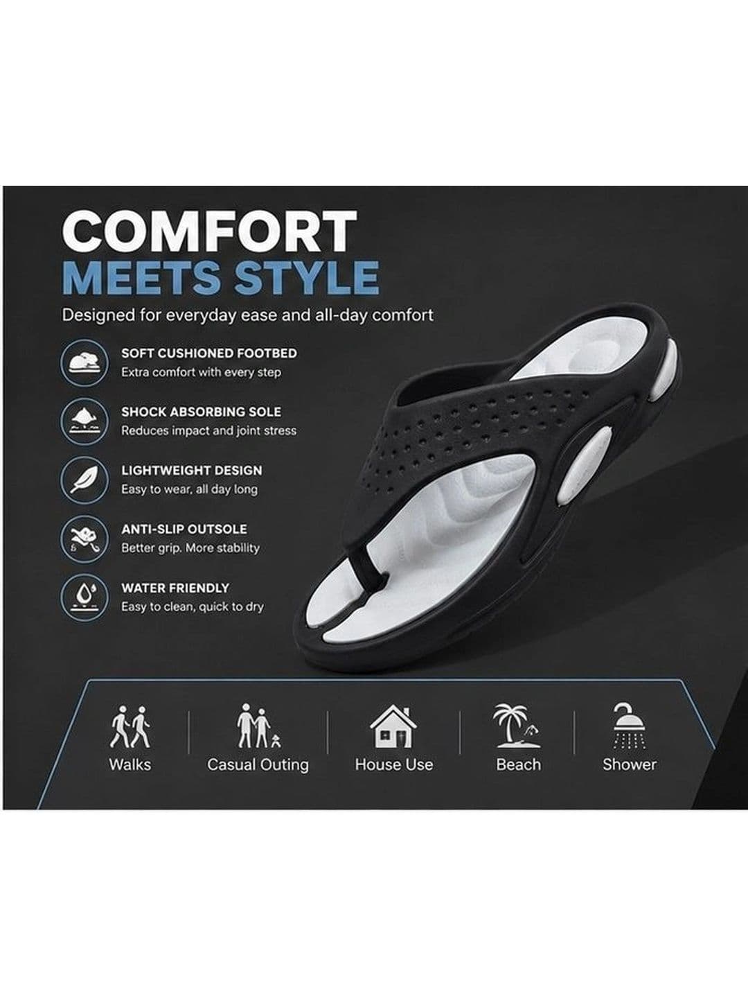 VOOLIO Men Colourblocked Thong Flip-Flops thumbnail 4