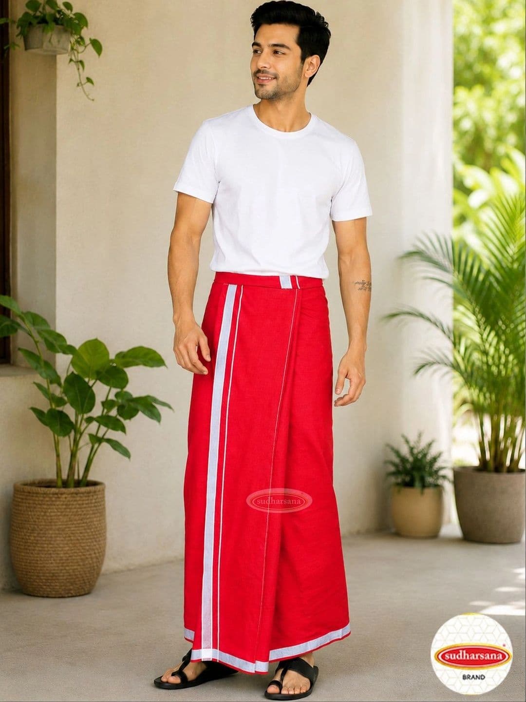 sudharsana Men Striped Dhoti Dhotis - view 1