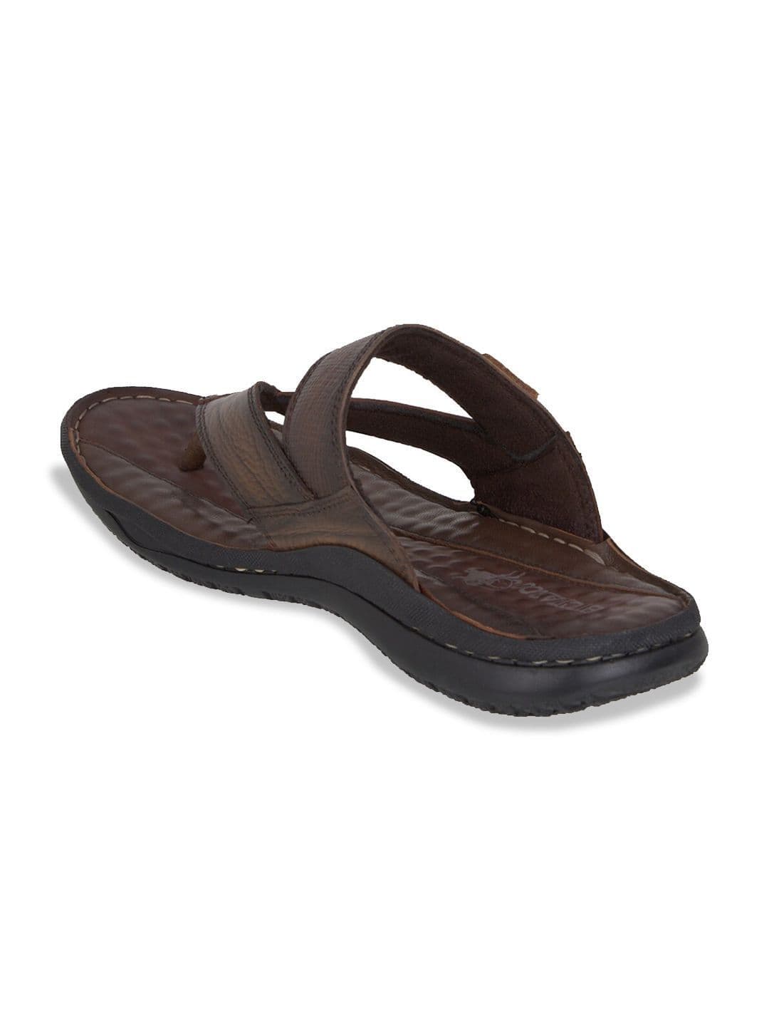 Buckaroo Men Brown & Black Leather Comfort Sandals thumbnail 3