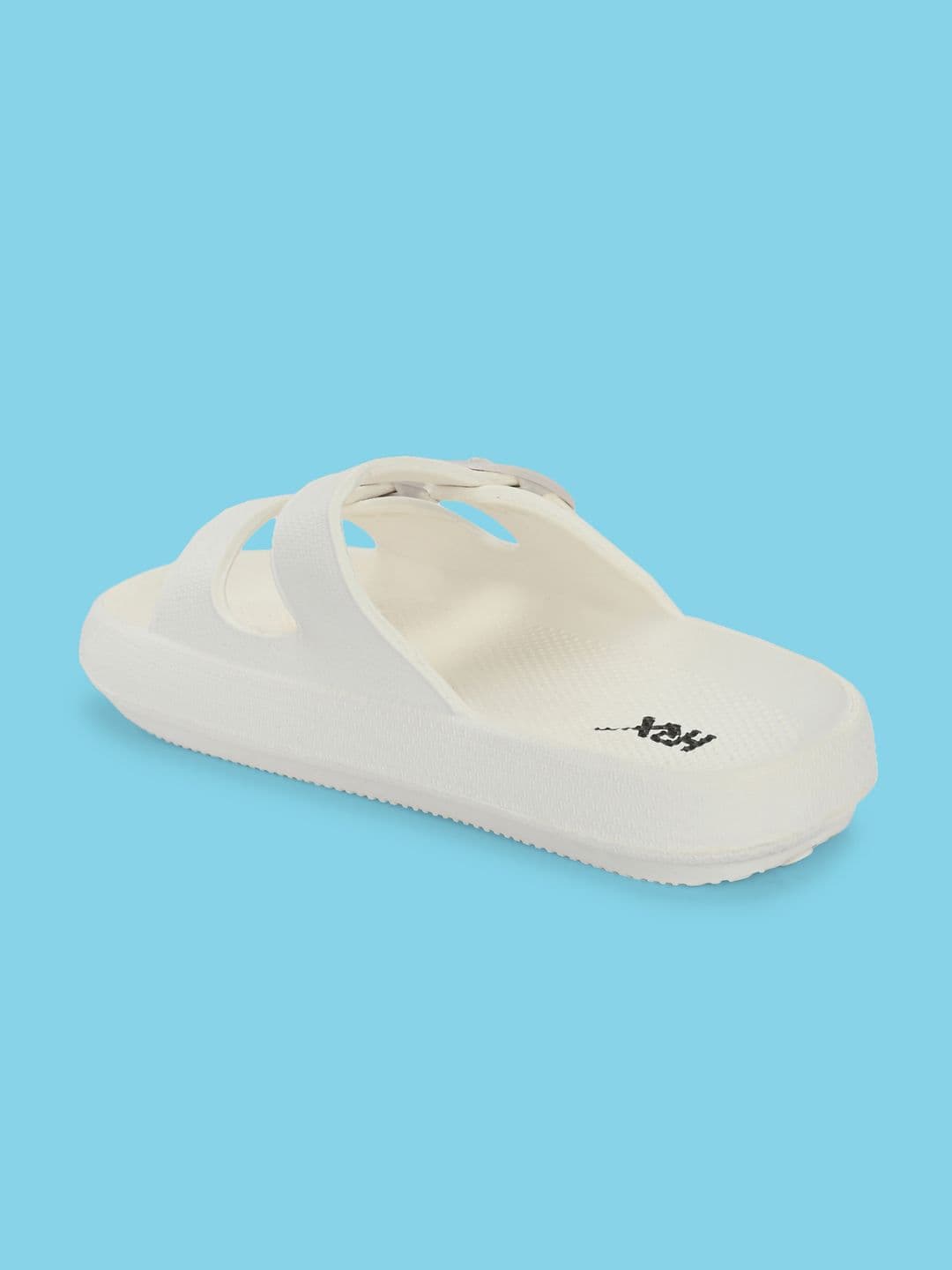 HRX by Hrithik Roshan Men White Two Strap Rubber Sliders With Buckle Detail thumbnail 2