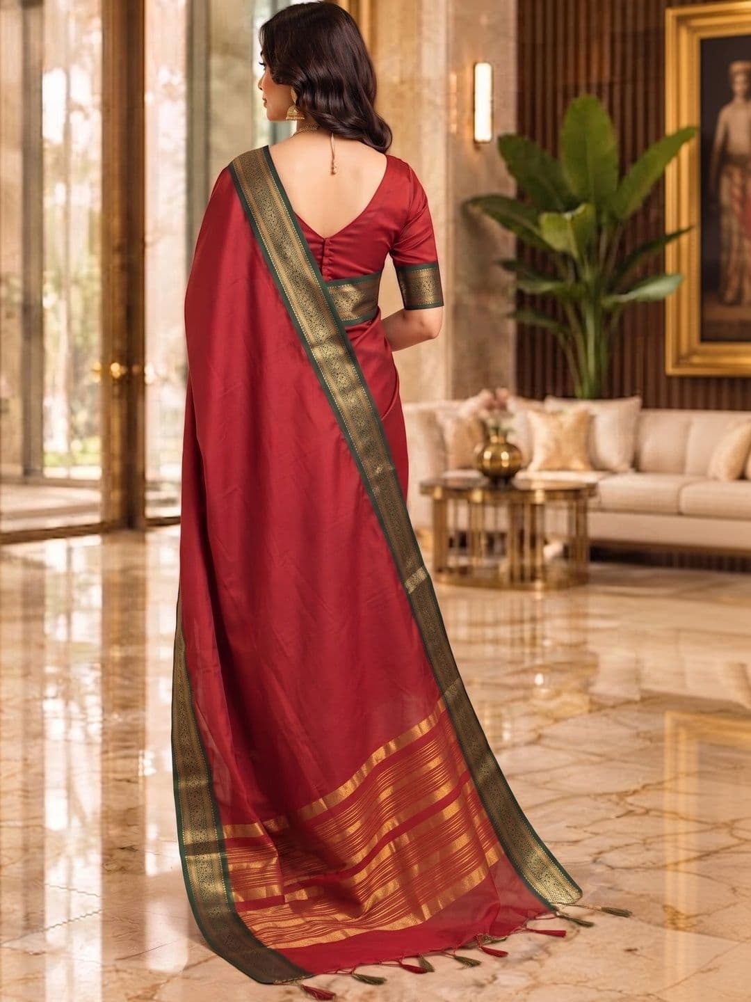 Owee Zari Silk Cotton Designer Narayan Peth Saree thumbnail 5