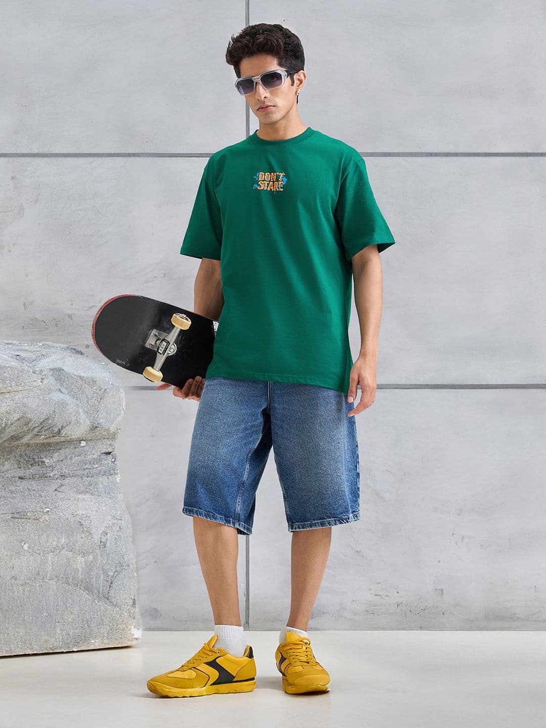 VEIRDO Men Graphic Printed Round Neck Cotton Oversized T-shirt thumbnail 2
