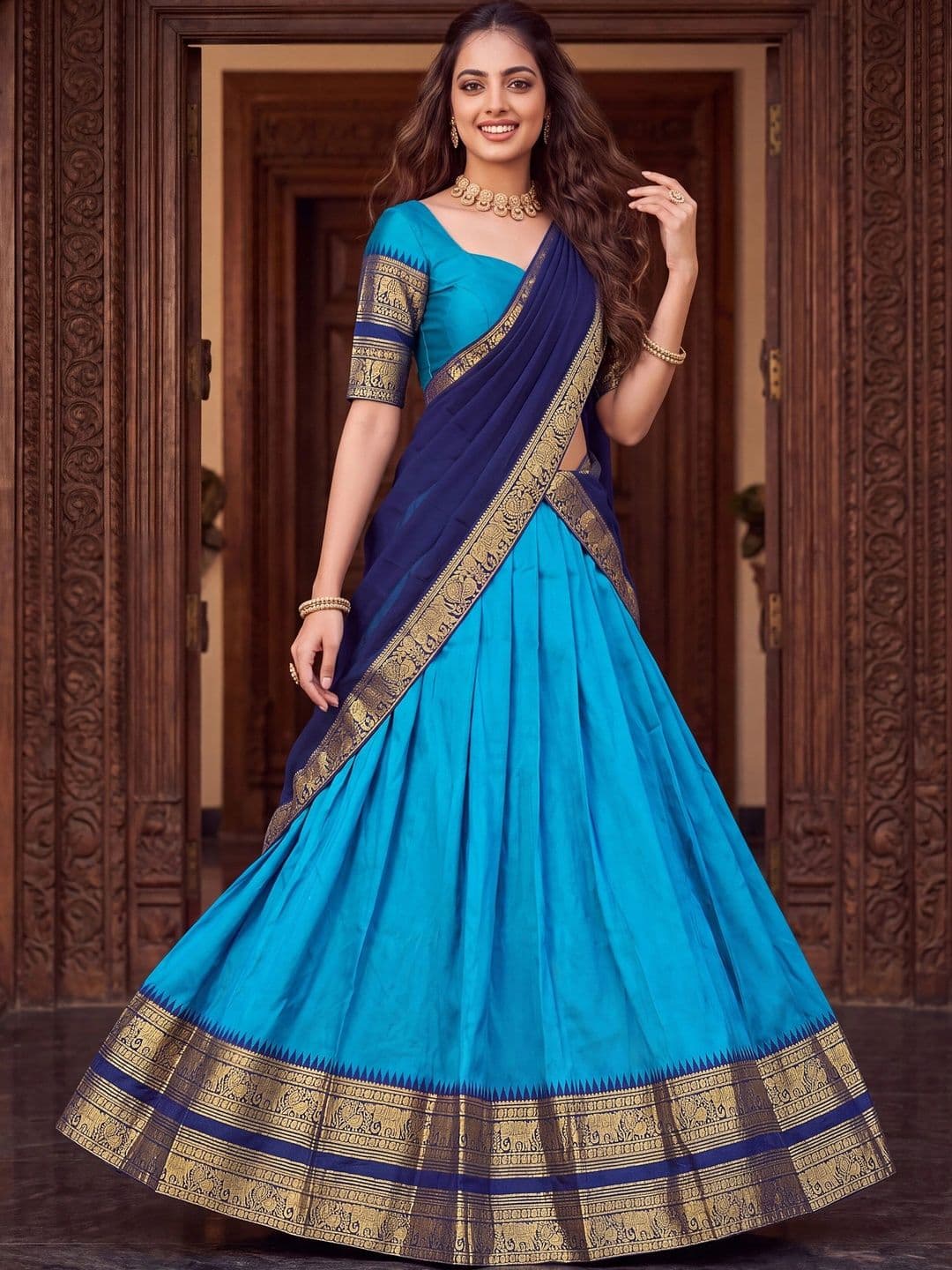 GULDORI Ready to Wear Lehenga & Unstitched Blouse With Dupatta thumbnail 5