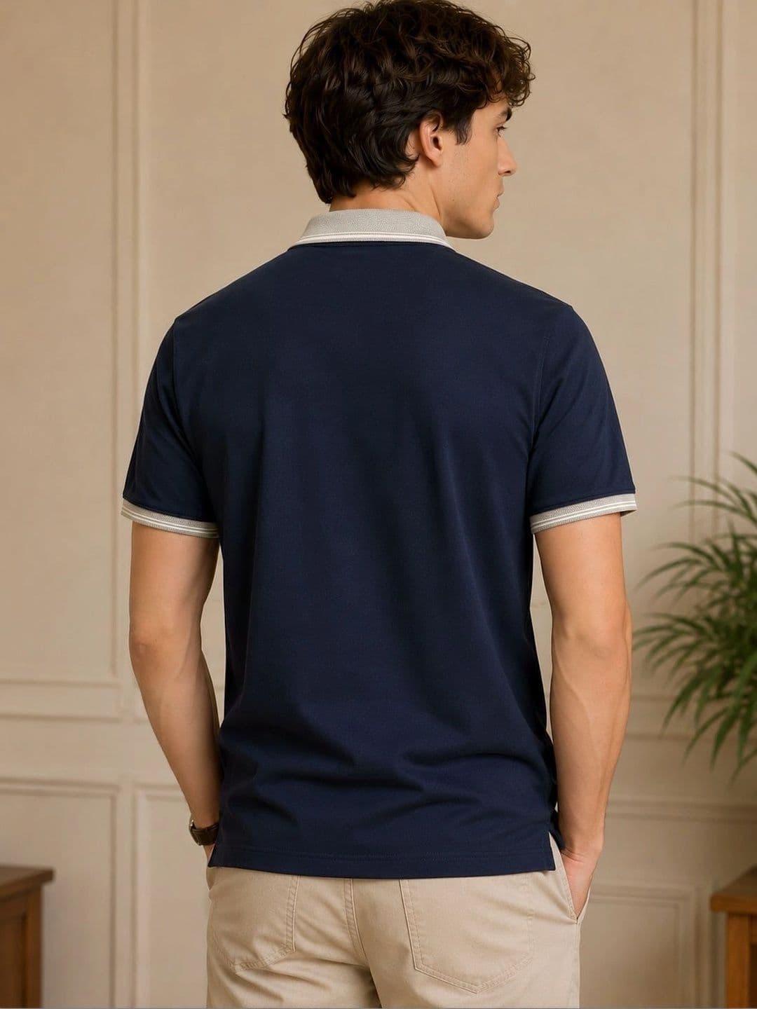 Here & Now X Raves Men Brand Logo Polo Collar T-shirt thumbnail 3