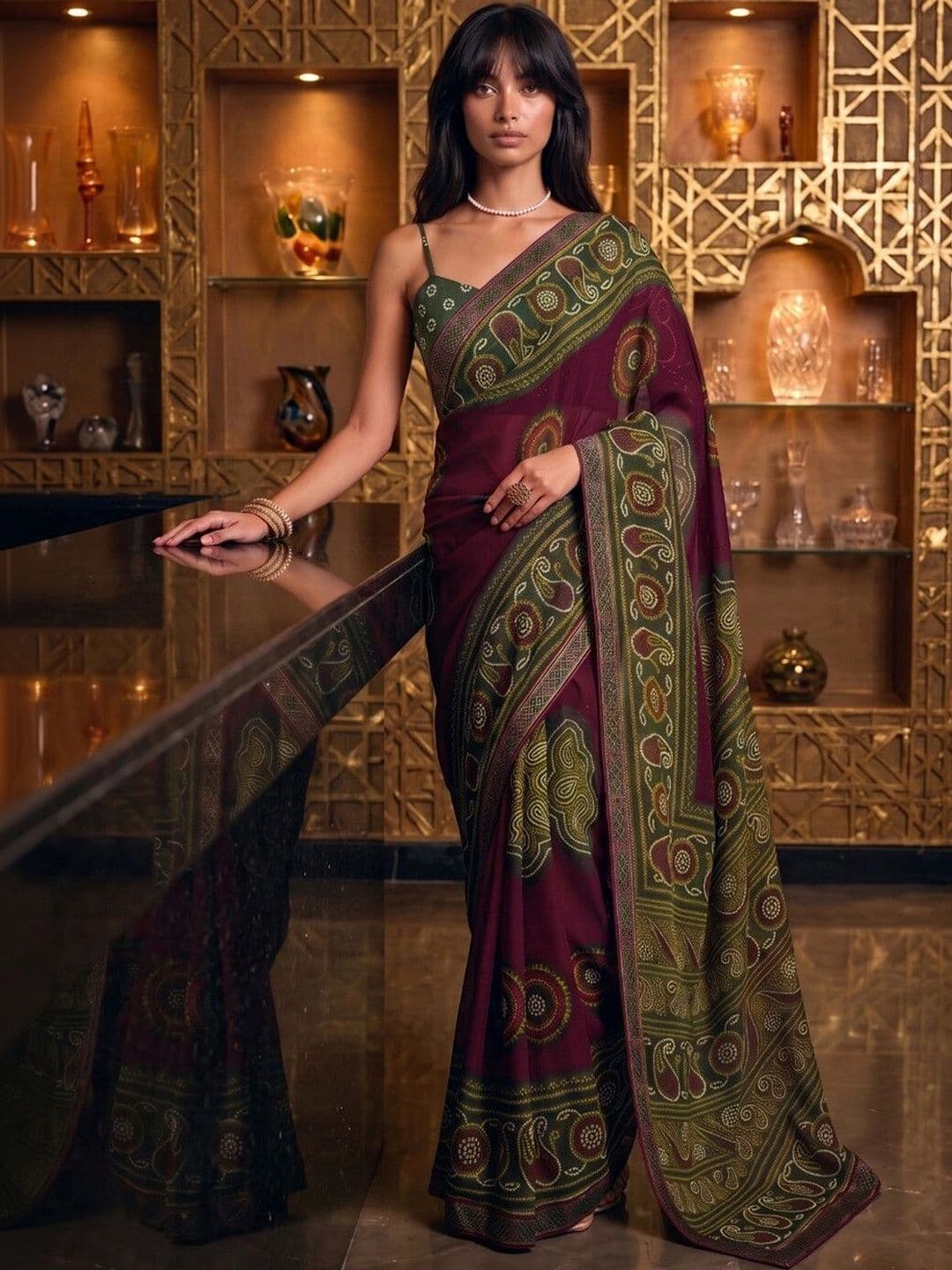 SAARA Bandhani Pure Georgette Saree - view 1