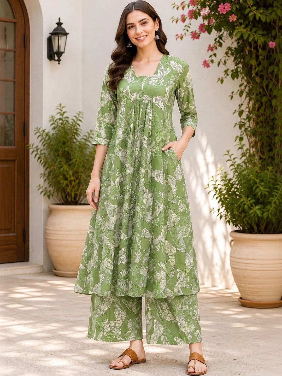 HIVA TRENDZ Women Floral Printed Empire Kurta with Palazzos - view 1
