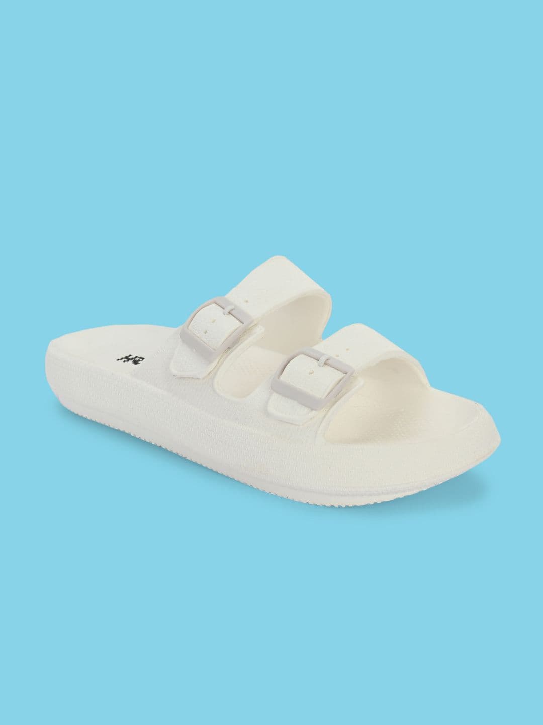 HRX by Hrithik Roshan Men White Two Strap Rubber Sliders With Buckle Detail thumbnail 3