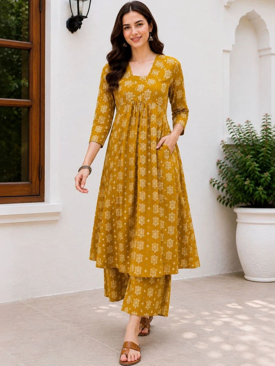 DSK STUDIO Women Ethnic Motifs Printed Empire Kurta with Palazzos - view 1