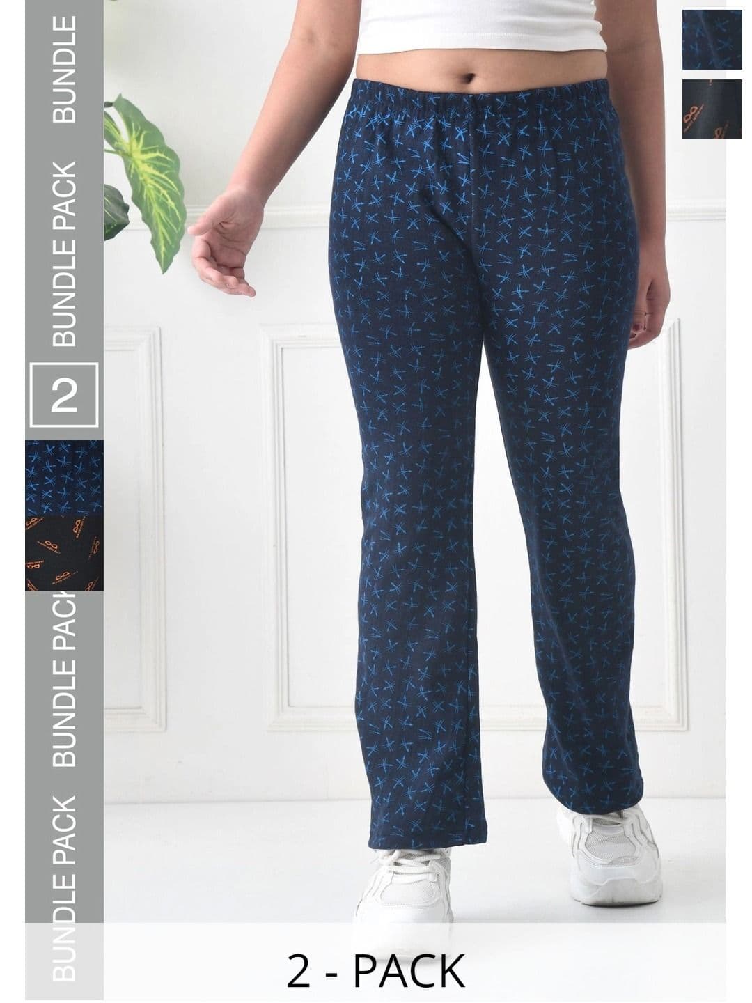 BAESD Girls Pack Of 2 Printed Knitted Palazzos - view 1