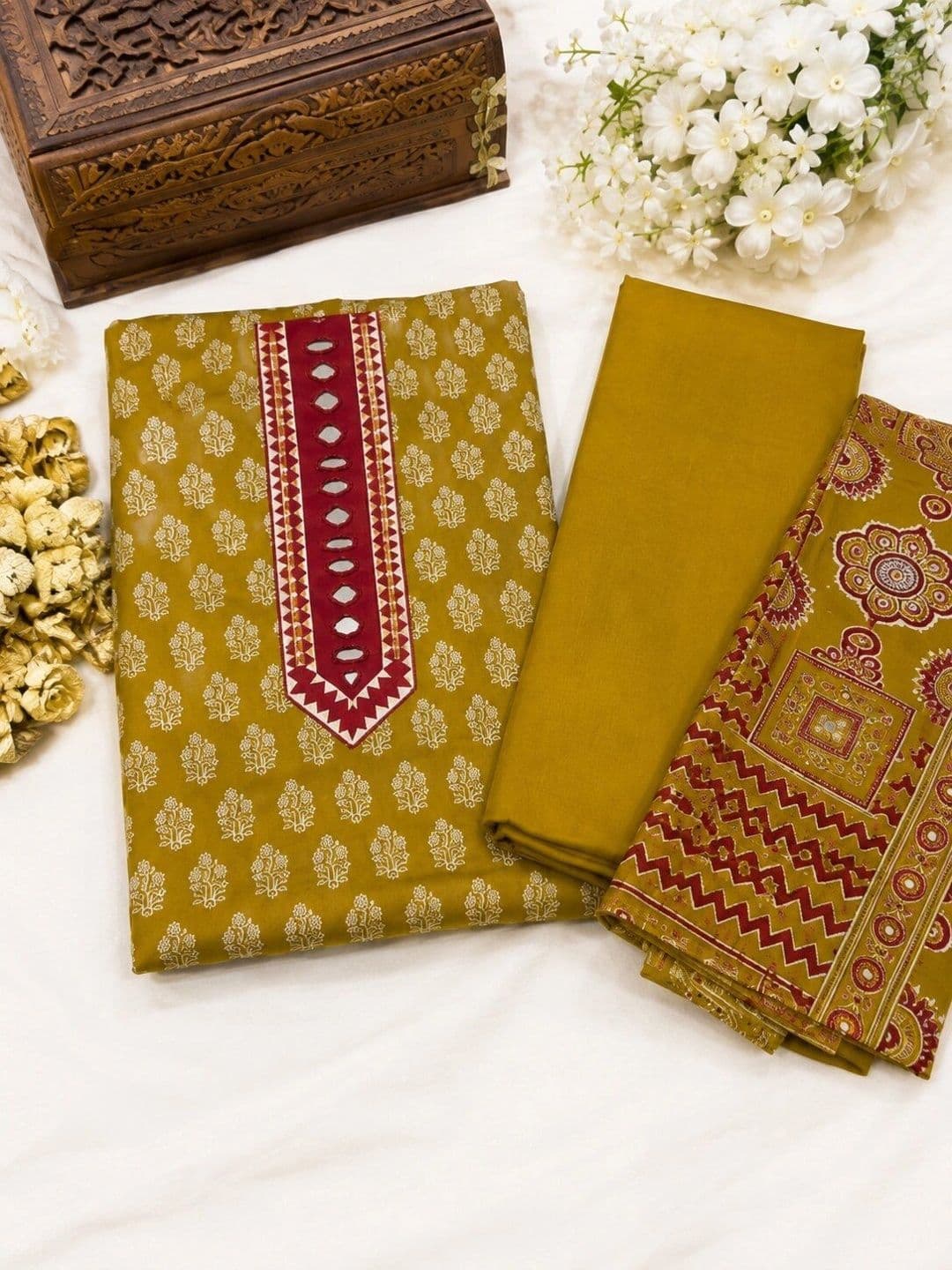 Krishna Tanna Printed Pure Cotton Unstitched Dress Material - view 1