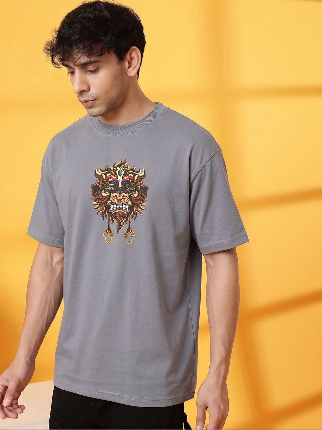 BAESD Men Printed Drop-Shoulder Sleeves T-shirt thumbnail 3