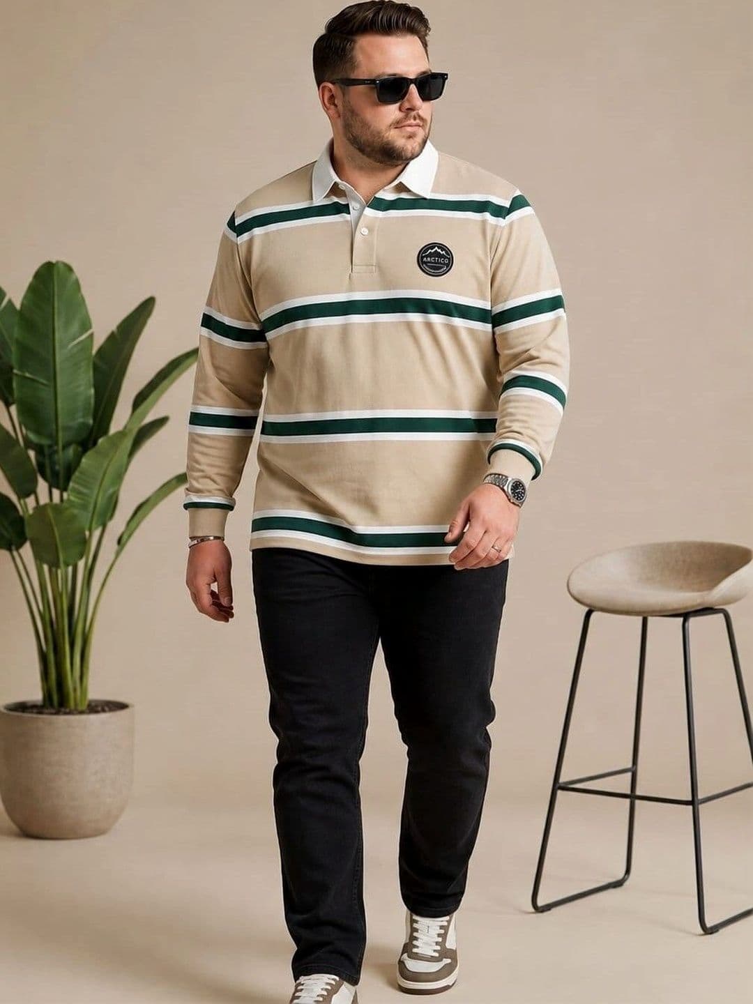 AUSTIVO Men Striped Polo Collar T-shirt thumbnail 7
