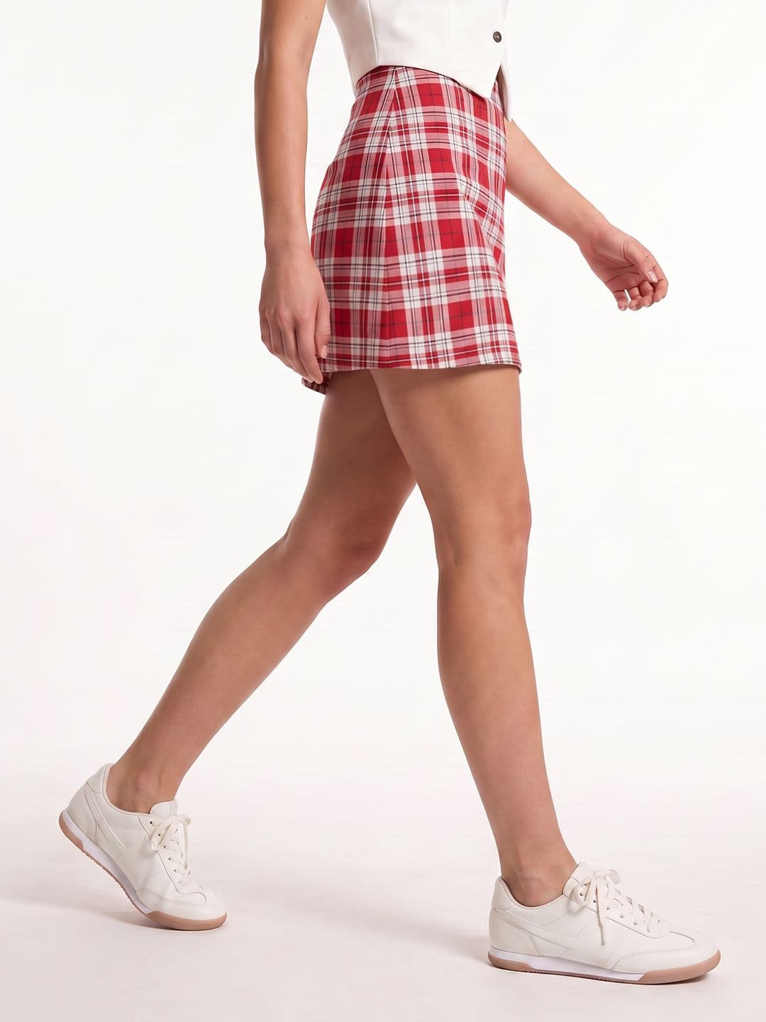 MONKI Checked Mini A-Line Skirt - view 1