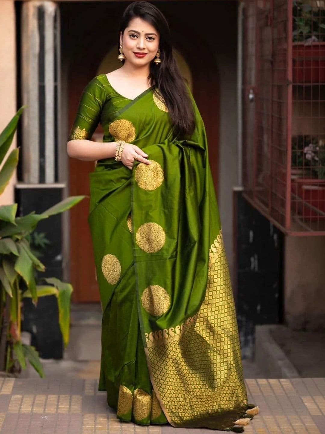 VYOM CREATION Woven Design Zari Art Silk Banarasi Saree - view 1